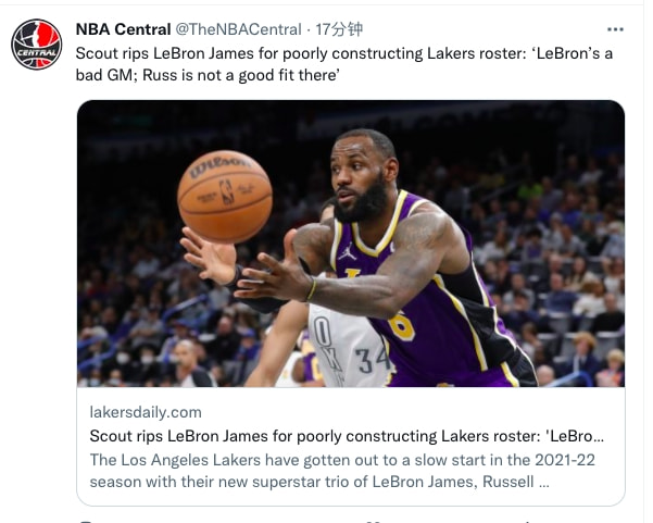 詹姆斯遭炮轟!球探:他是一位糟糕的「總經理」,威少跟他不搭不適合湖人!-黑特籃球-NBA新聞影音圖片分享社區