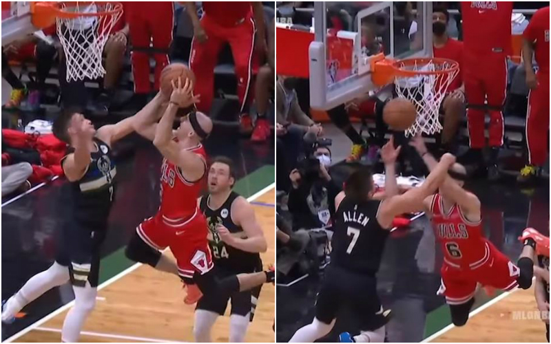 【影片】惡意犯規太狠了！公鹿悍將空中拉拽Caruso，後者平摔地板還彈了一下…-黑特籃球-NBA新聞影音圖片分享社區