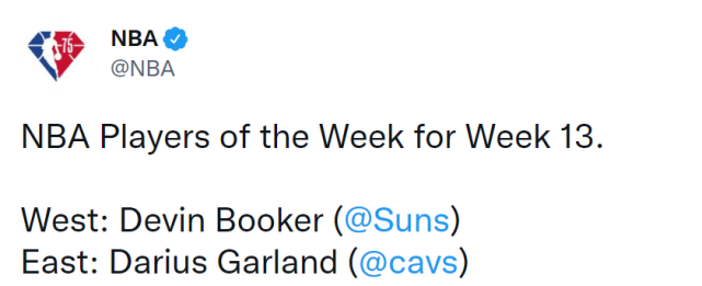 NBA官宣周最佳！騎士新星生涯首獲殊榮，布克本賽季第二次當選