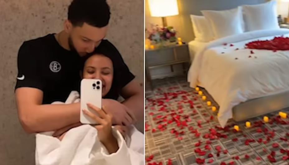 離開費城就是開心!西門與女友浪漫共度情人節:玫瑰花瓣鋪滿房間,還送定製金項鏈!-黑特籃球-NBA新聞影音圖片分享社區