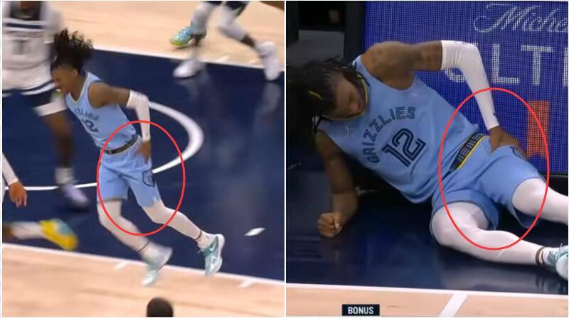 【影片】太拼了透支身體!莫蘭特在無對抗下拉傷腿部離場,末節一瘸一拐仍堅持返回比賽!-黑特籃球-NBA新聞影音圖片分享社區