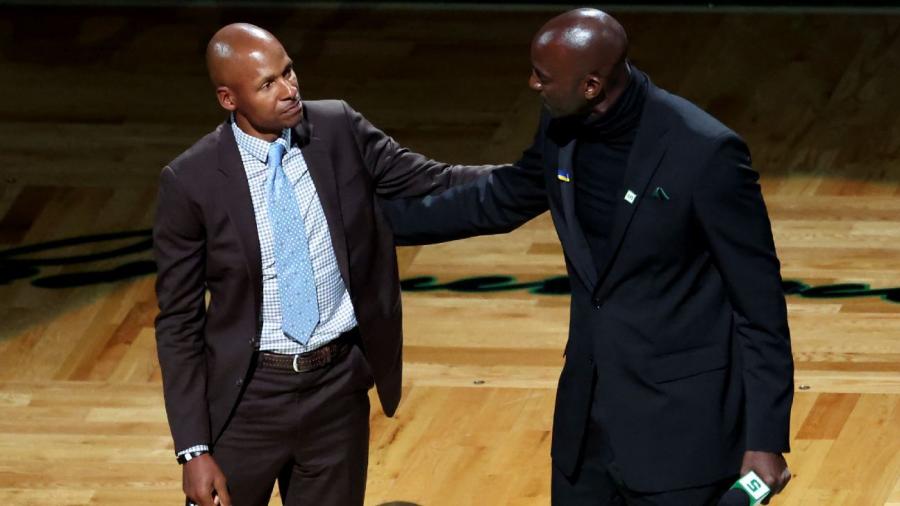 I manifested this' - Boston Celtics raise Kevin Garnett's No. 5 to rafters,  with Ray Allen on hand for ceremony