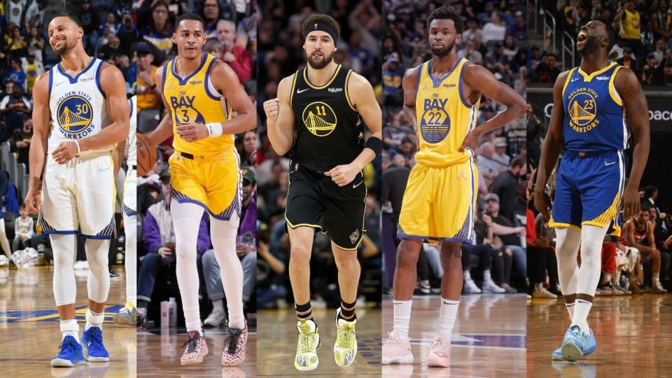 stephen-curry-jordan-poole-klay-thompson-andrew-wiggins-draymond-green