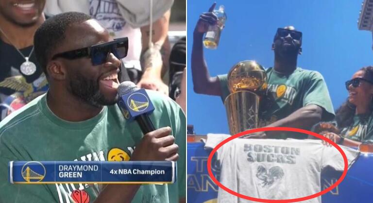 NBA / 仇恨值拉滿!追夢格林奪冠後仍挖苦綠軍,曬出球迷送的T恤「波士頓是垃圾」!-黑特籃球-NBA新聞影音圖片分享社區
