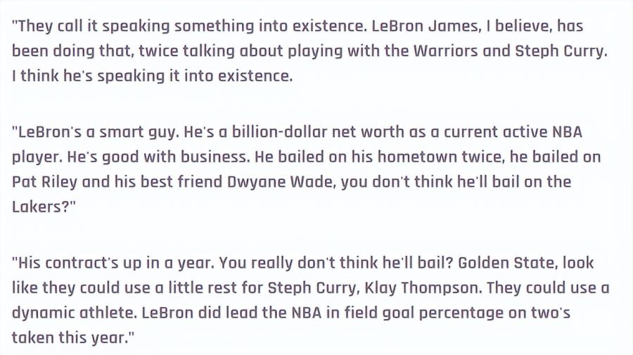 NBA / 詹姆斯正密謀加盟勇士!兩次談到聯手Curry,名嘴稱:他曾試過毫不猶豫離開自己的球隊!-黑特籃球-NBA新聞影音圖片分享社區