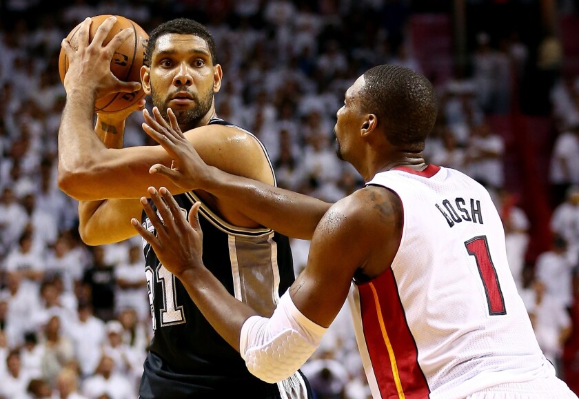 Spurs' Tim Duncan, a win away from fifth title, isn't talking end game -  Los Angeles Times