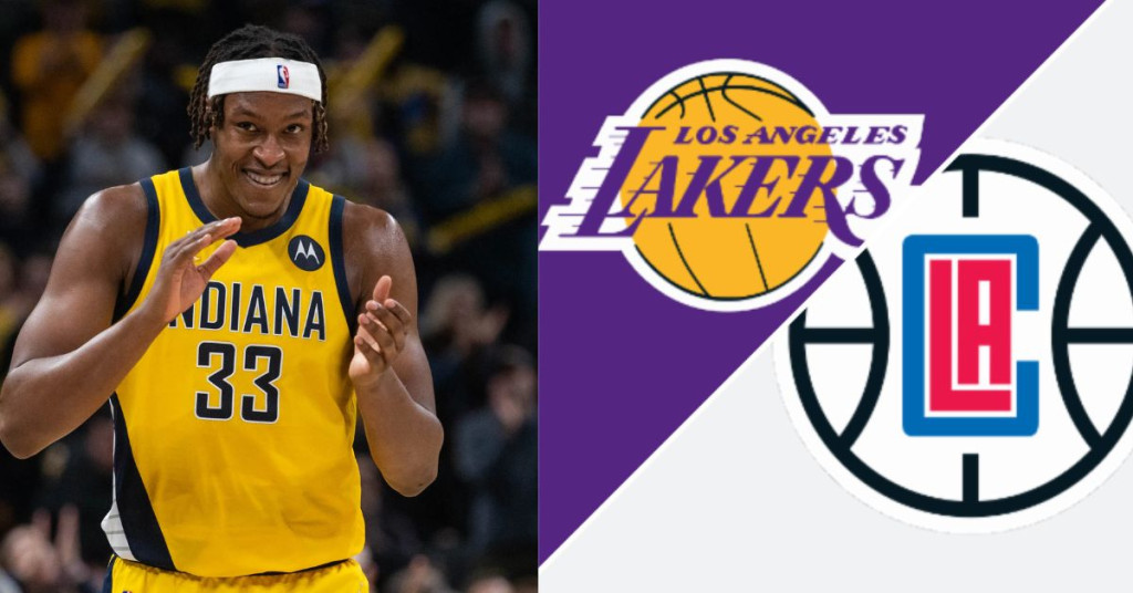 Myles-Turner-and-Los-Angeles-Lakers-and-Clippers-Logos