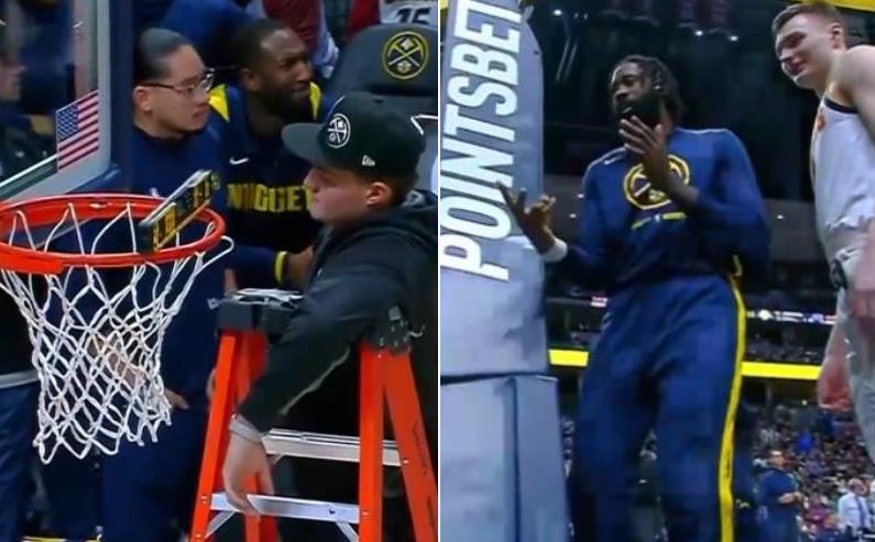 NBA / 【影片】停擺40分鐘太無聊！籃框歪了遲遲修不好，小喬丹跟球迷玩石頭剪刀布！-黑特籃球-NBA新聞影音圖片分享社區
