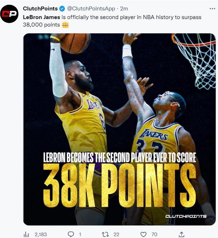 NBA / 半場12中10轟22+6+4:詹皇里程碑之夜太炸裂,空接飛扣引爆主場(影)-黑特籃球-NBA新聞影音圖片分享社區