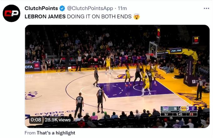 NBA / 半場17分鐘轟18分:38歲詹皇又獻暴扣火力全開,一下場就被對手反超!-黑特籃球-NBA新聞影音圖片分享社區