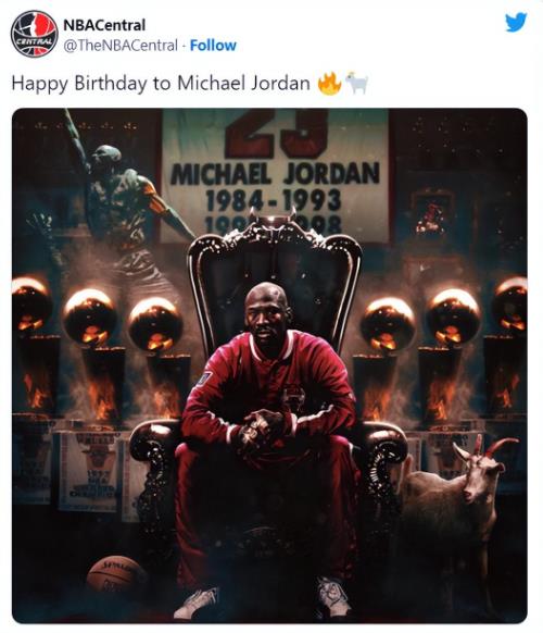 NBA / 喬丹60大壽!美媒刷屏祝賀!GOAT排面十足:山羊標誌頻頻出現-黑特籃球-NBA新聞影音圖片分享社區