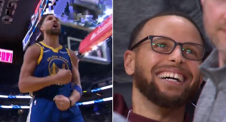 NBA / 【影片】籃筐猶如大海!湯普森再次「佛光降世」,飚12顆三分轟碎火箭,場下柯瑞笑得合不攏嘴!-黑特籃球-NBA新聞影音圖片分享社區