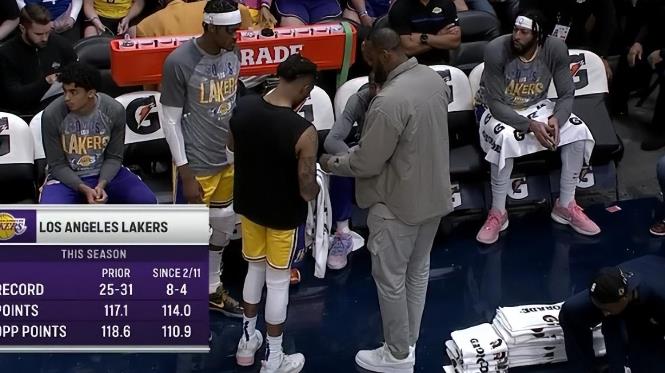 NBA / 替補席亮麗的風景線!老詹激情慶祝成氣氛組,親自指導羅素,已開啟康復訓練!-黑特籃球-NBA新聞影音圖片分享社區