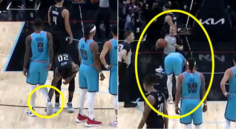 NBA / 【影片】太調皮！罰球期間富爾茨抓弄老隊友，突然解開羅斯鞋帶，後者踉踉蹌蹌跑到裁判面前繫上！