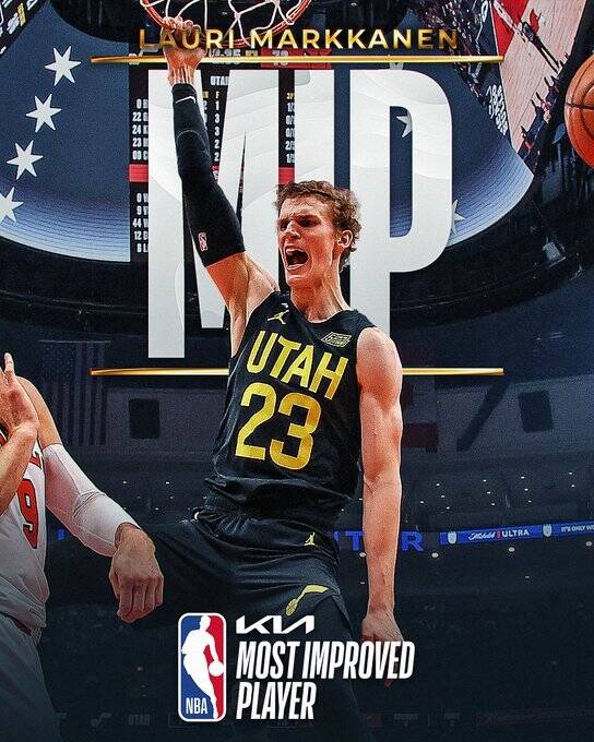 爵士隊史第1人!「芬蘭司機」馬卡南榮獲最佳進步獎,本季場均砍25.6分-黑特籃球-NBA新聞影音圖片分享社區