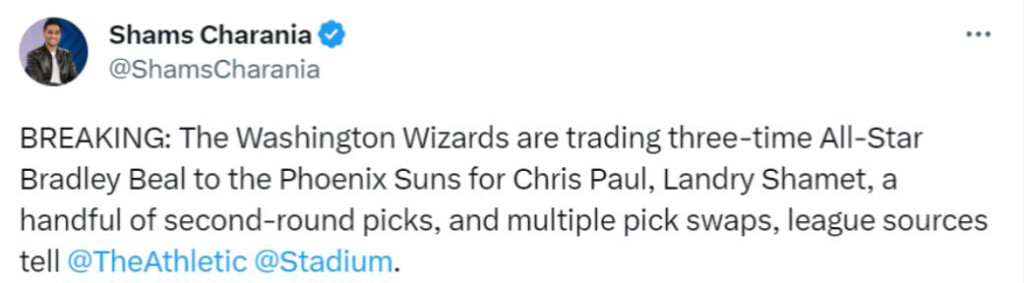 NBA / 地震級交易!太陽送走保羅+沙梅特等資產,換來比爾組成菲尼克三巨頭再衝冠!-黑特籃球-NBA新聞影音圖片分享社區