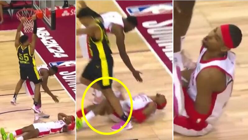 NBA / 【影片】斷子絕孫腳！Hinton造成對手進攻犯規，正興奮躺地慶祝，卻遭到對手腳踩下體！