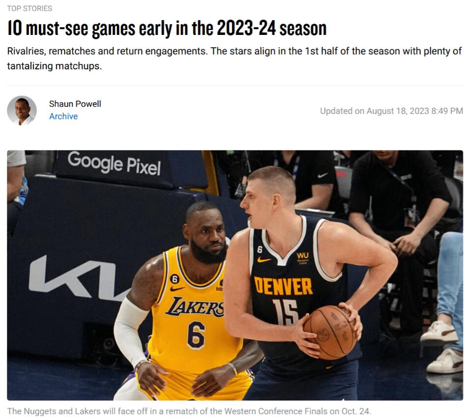NBA官方發佈賽季初十場必看比賽:宿敵恩怨,「詹杜」時隔五年首次碰面!-黑特籃球-NBA新聞影音圖片分享社區