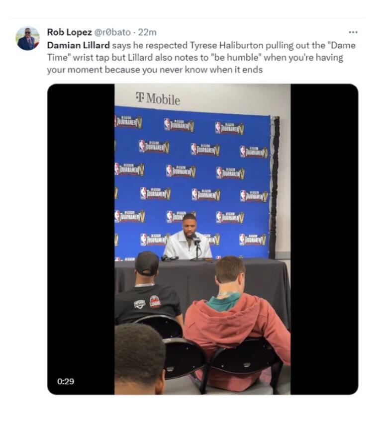 NBA / 「戴錶技能」被偷!賽後里拉德回應哈利伯頓別太氣盛:年輕人要謙遜,小心被逆轉!(影)-黑特籃球-NBA新聞影音圖片分享社區